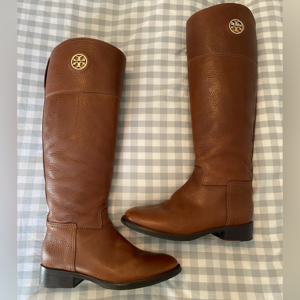 tory burch brown leather riding boots